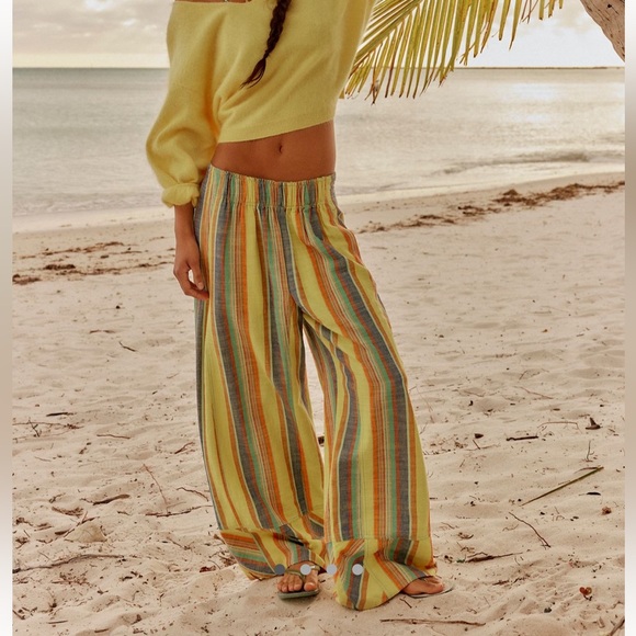 Free People Pants - free people days end linen striped pull on pants